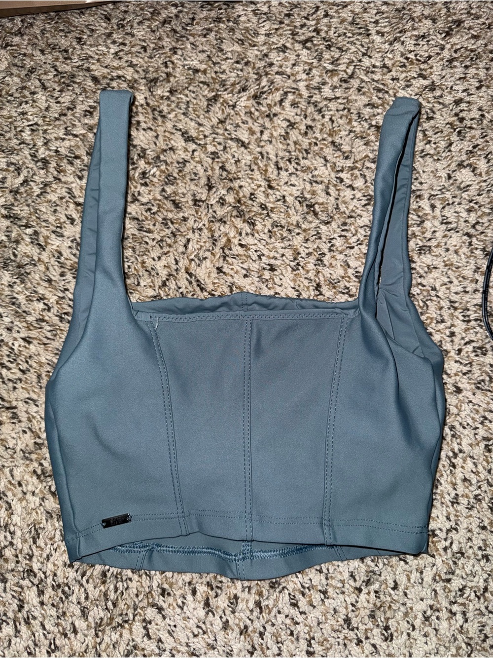 Square-Neck Pilates Cropped Tank Top in Slate Blue ⭐️ Size Small ⭐️